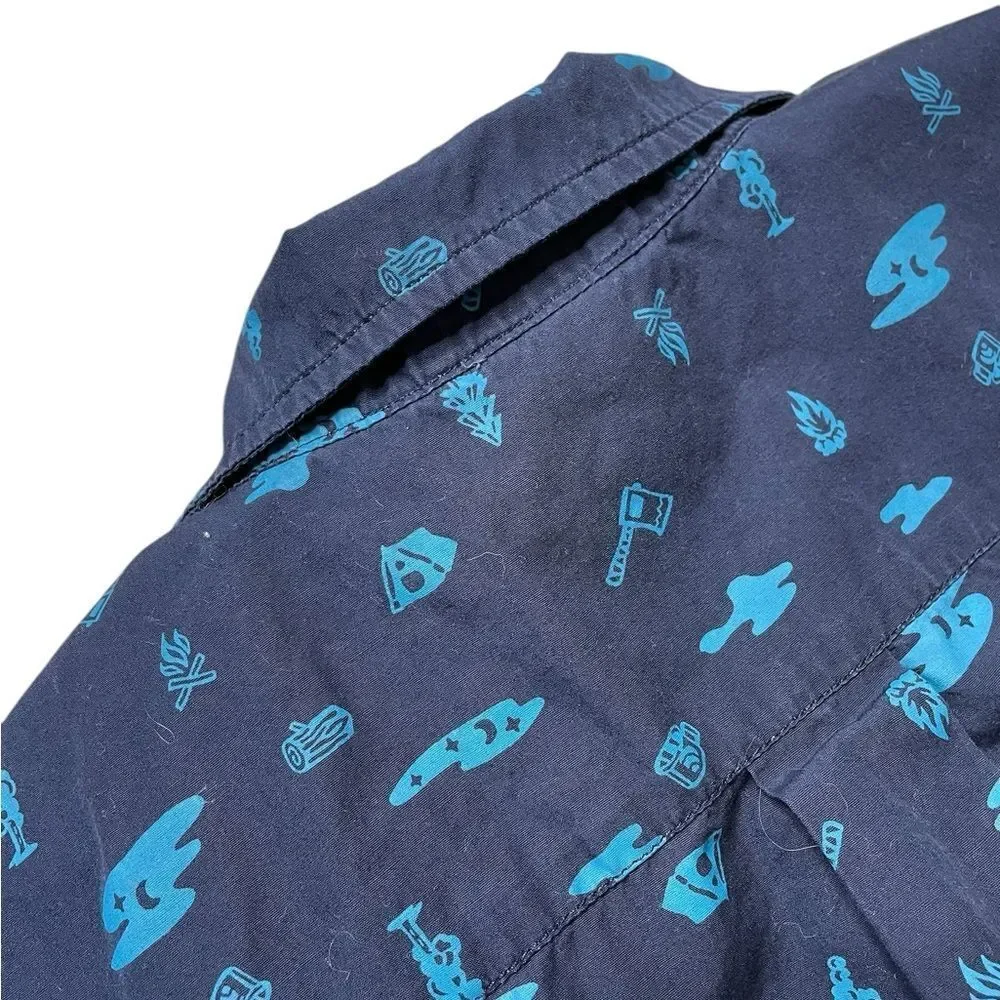 THE NORTH FACE Baytrail Pattern Short Sleeve Button Down Shirt Blue Size XL